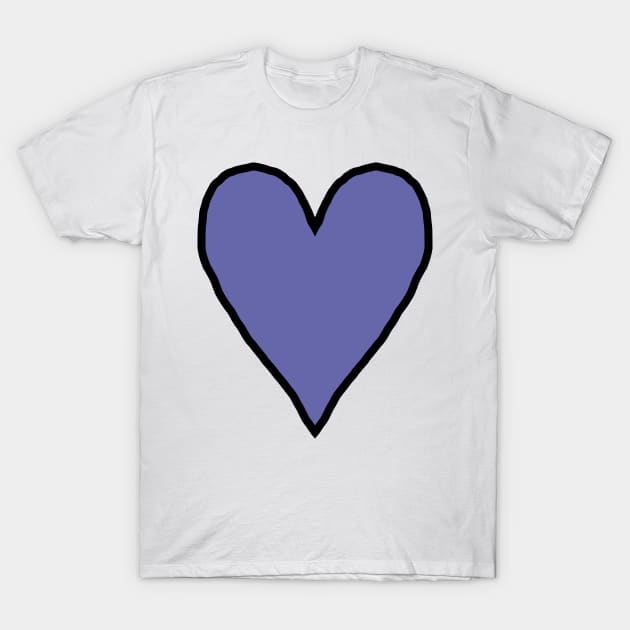 Very Peri Periwinkle Blue Heart Line Drawing Color of the Year 2022 T-Shirt by ellenhenryart